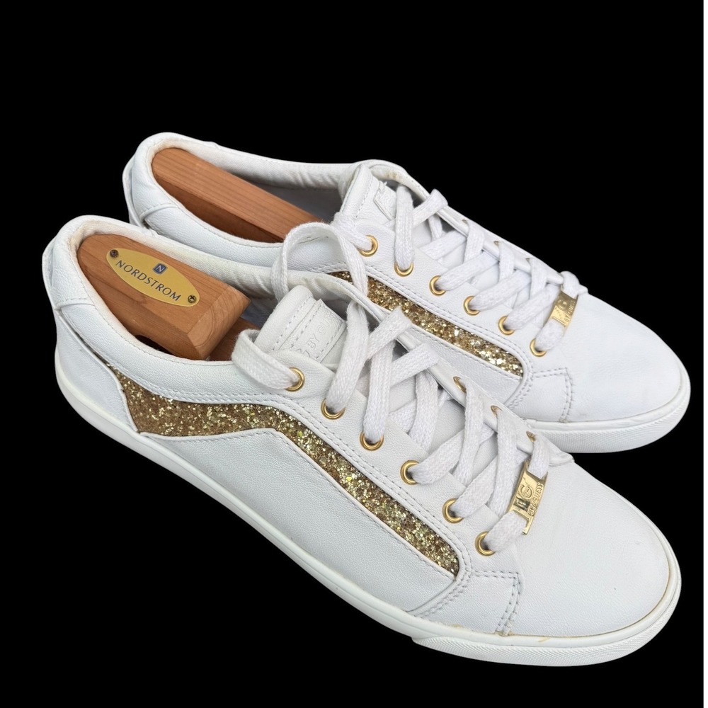 G by Guess GGMINT-R Sneaker Women 11 White Good Gold Glitter Accent